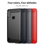 For Motorola Moto E7 Power MOFI Gentleness Series Brushed Texture Carbon Fiber Soft TPU Case(Black)