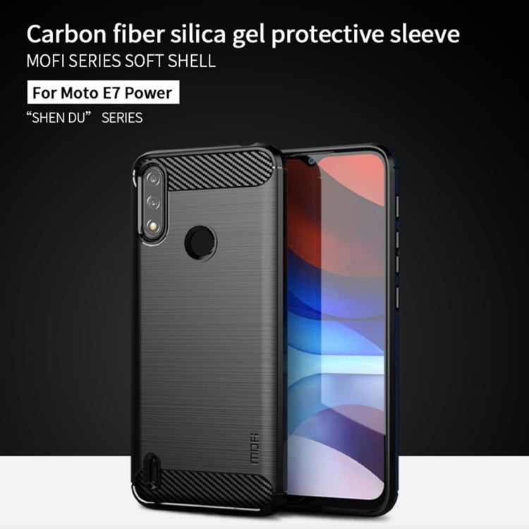 For Motorola Moto E7 Power MOFI Gentleness Series Brushed Texture Carbon Fiber Soft TPU Case(Blue)