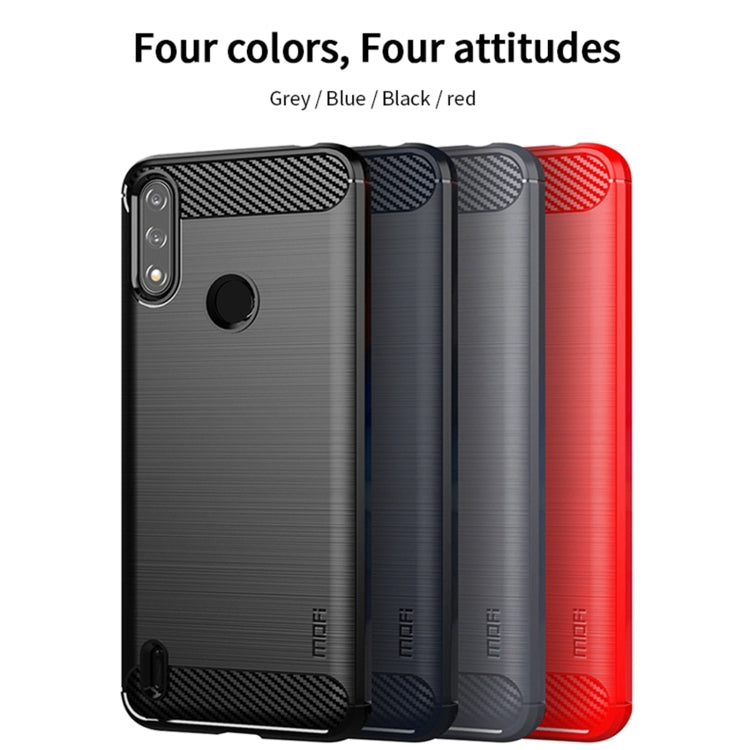For Motorola Moto E7 Power MOFI Gentleness Series Brushed Texture Carbon Fiber Soft TPU Case(Blue)