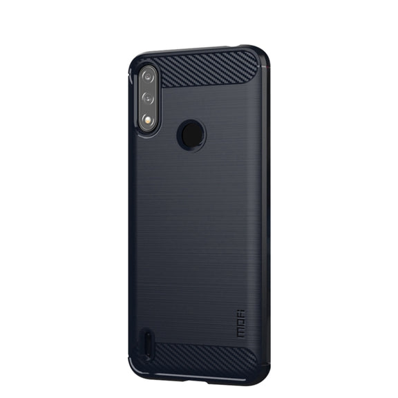 For Motorola Moto E7 Power MOFI Gentleness Series Brushed Texture Carbon Fiber Soft TPU Case(Blue)
