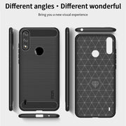 For Motorola Moto E7 Power MOFI Gentleness Series Brushed Texture Carbon Fiber Soft TPU Case(Red)