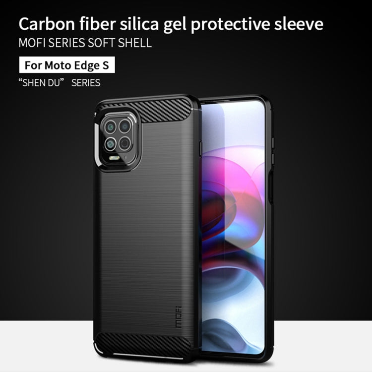 For Motorola Moto Edge S MOFI Gentleness Series Brushed Texture Carbon Fiber Soft TPU Case(Blue)