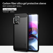 For Motorola Moto Edge S MOFI Gentleness Series Brushed Texture Carbon Fiber Soft TPU Case(Red)