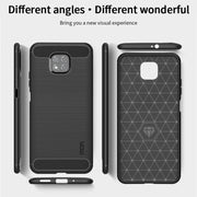 For Motorola Moto G Power 2021 MOFI Gentleness Series Brushed Texture Carbon Fiber Soft TPU Case(Black)