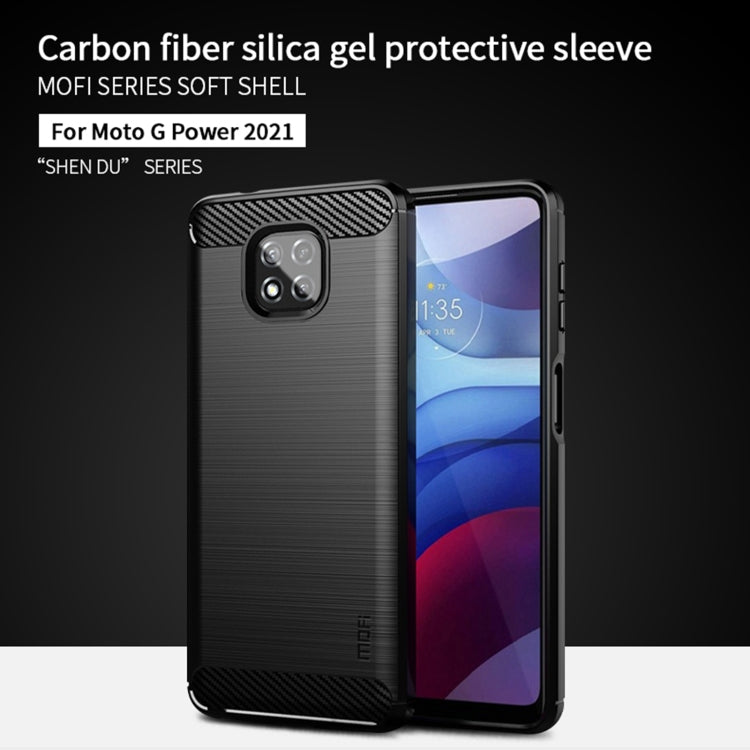 For Motorola Moto G Power 2021 MOFI Gentleness Series Brushed Texture Carbon Fiber Soft TPU Case(Red)