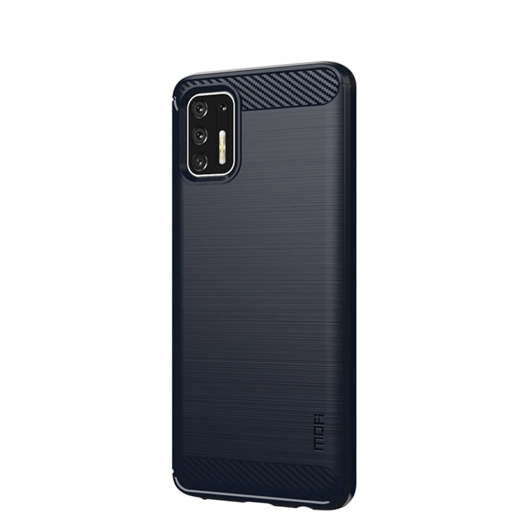 For Motorola Moto G Stylus 2021 MOFI Gentleness Series Brushed Texture Carbon Fiber Soft TPU Case(Blue)