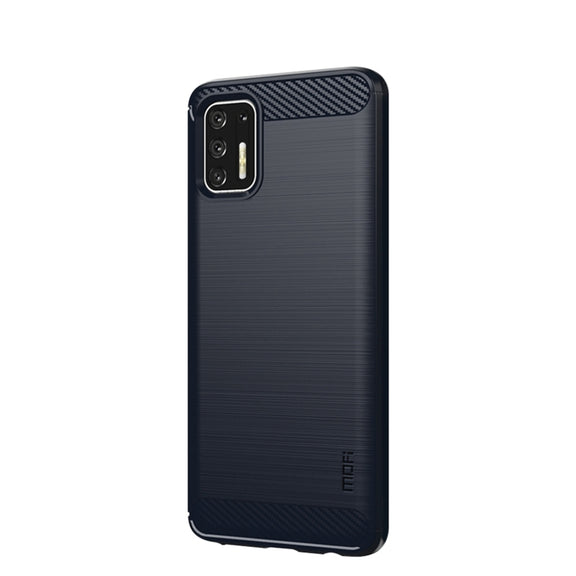 For Motorola Moto G Stylus 2021 MOFI Gentleness Series Brushed Texture Carbon Fiber Soft TPU Case(Blue)