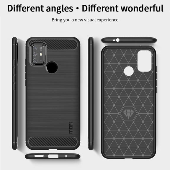 For Motorola Moto G10 / G30 MOFI Gentleness Series Brushed Texture Carbon Fiber Soft TPU Case(Blue)
