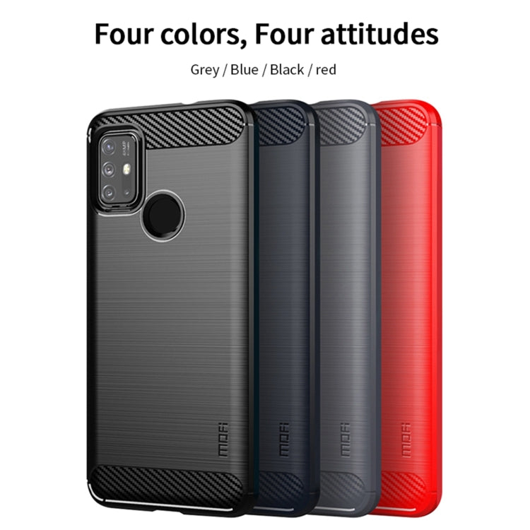 For Motorola Moto G10 / G30 MOFI Gentleness Series Brushed Texture Carbon Fiber Soft TPU Case(Blue)