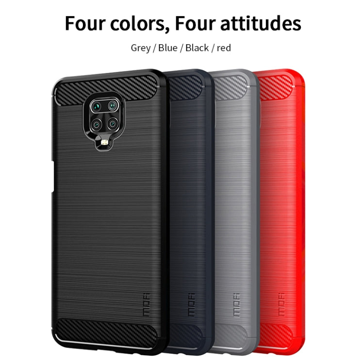 For Xiaomi Redmi Note 9s / Note 9 Pro / Note 9 Pro Max / Foco M2 Pro MOFI Gentleness Series Brushed Texture Carbon Fiber Soft TPU Case(Blue)
