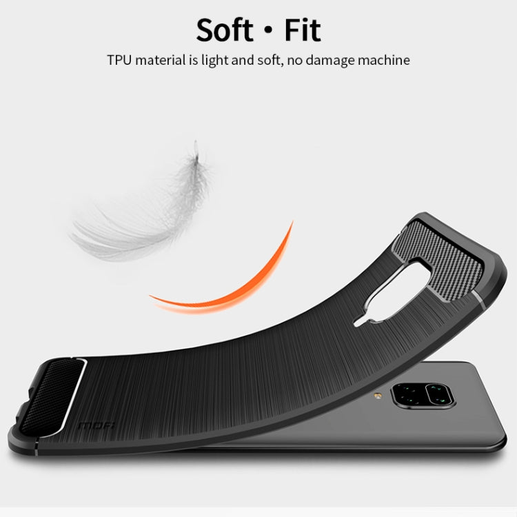 For Xiaomi Redmi Note 9s / Note 9 Pro / Note 9 Pro Max / Foco M2 Pro MOFI Gentleness Series Brushed Texture Carbon Fiber Soft TPU Case(Grey)