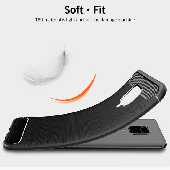 For Xiaomi Redmi Note 9s / Note 9 Pro / Note 9 Pro Max / Foco M2 Pro MOFI Gentleness Series Brushed Texture Carbon Fiber Soft TPU Case(Grey)