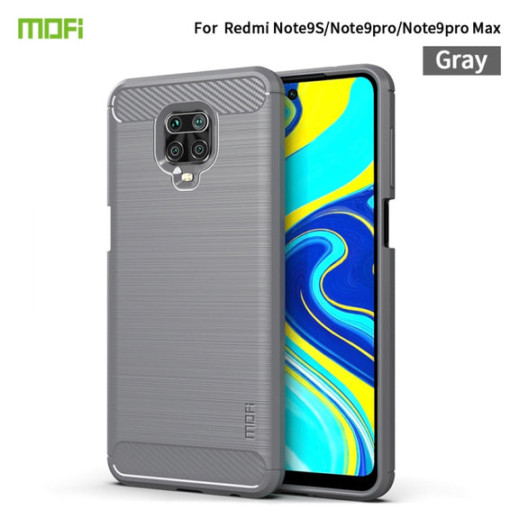 For Xiaomi Redmi Note 9s / Note 9 Pro / Note 9 Pro Max / Foco M2 Pro MOFI Gentleness Series Brushed Texture Carbon Fiber Soft TPU Case(Grey)