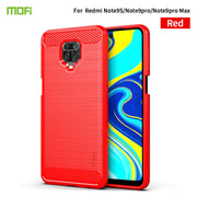 For Xiaomi Redmi Note 9s / Note 9 Pro / Note 9 Pro Max / Foco M2 Pro MOFI Gentleness Series Brushed Texture Carbon Fiber Soft TPU Case(Red)
