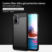 For Xiaomi Redmi Note 10 / Note 10S MOFI Gentleness Series Brushed Texture Carbon Fiber Soft TPU Case(Black)