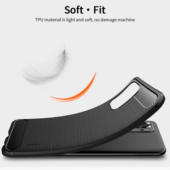 For Xiaomi Redmi Note 10 / Note 10S MOFI Gentleness Series Brushed Texture Carbon Fiber Soft TPU Case(Black)