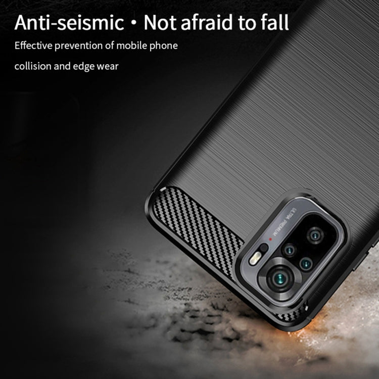 For Xiaomi Redmi Note 10 / Note 10S MOFI Gentleness Series Brushed Texture Carbon Fiber Soft TPU Case(Black)