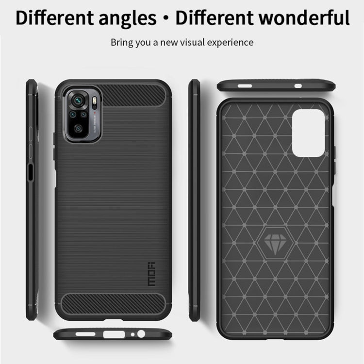 For Xiaomi Redmi Note 10 / Note 10S MOFI Gentleness Series Brushed Texture Carbon Fiber Soft TPU Case(Black)