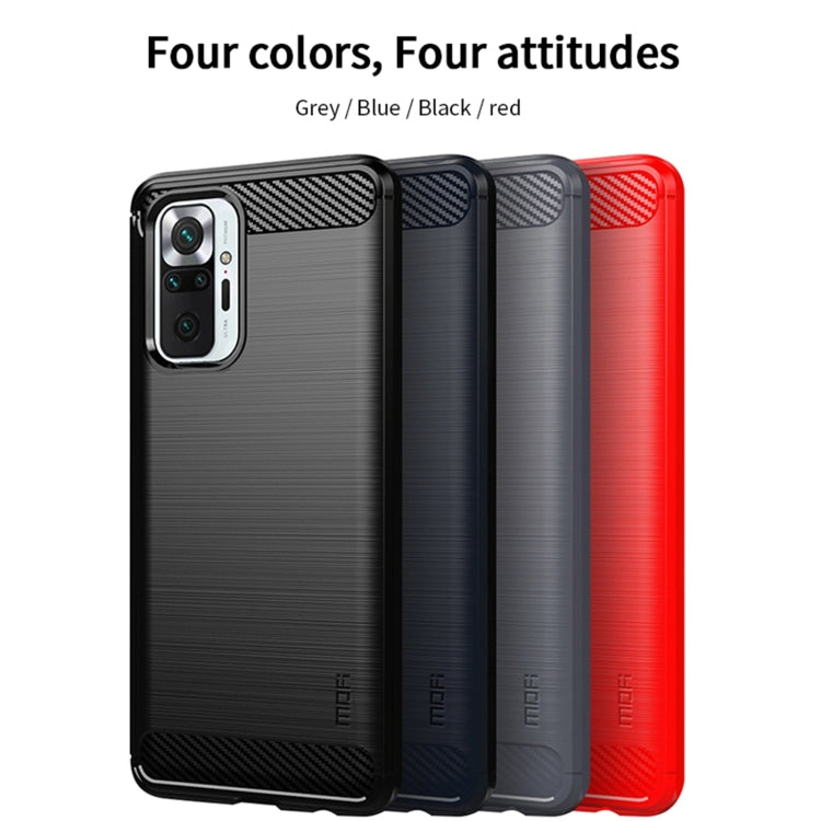 For Xiaomi Redmi Note 10 Pro / Note 10 Pro Max MOFI Gentleness Series Brushed Texture Carbon Fiber Soft TPU Case(Blue)