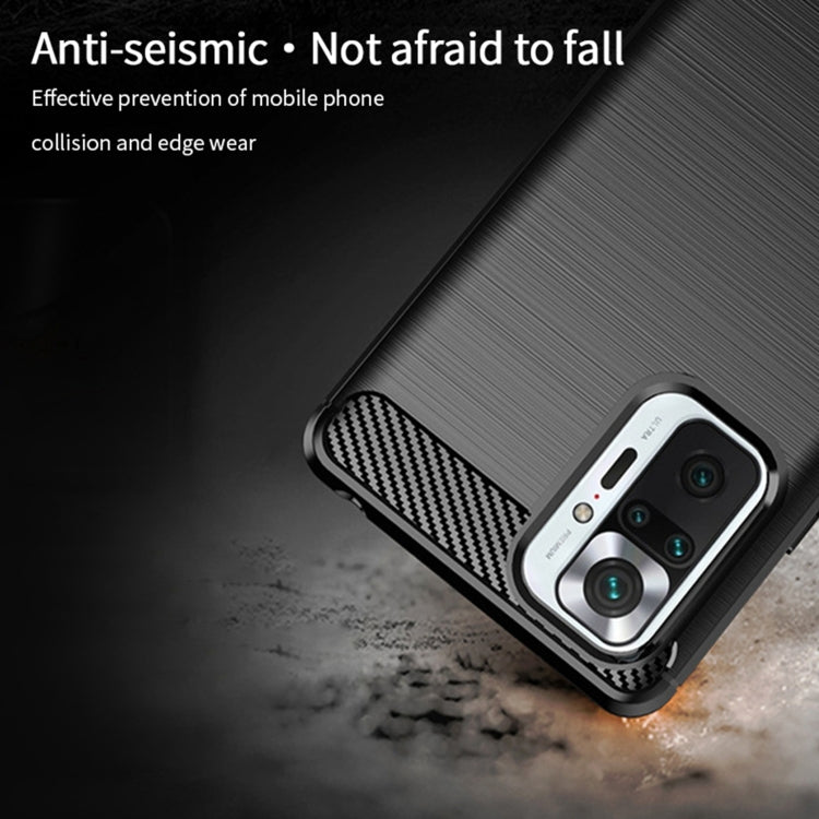 For Xiaomi Redmi Note 10 Pro / Note 10 Pro Max MOFI Gentleness Series Brushed Texture Carbon Fiber Soft TPU Case(Red)