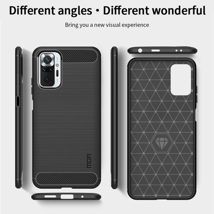 For Xiaomi Redmi Note 10 Pro / Note 10 Pro Max MOFI Gentleness Series Brushed Texture Carbon Fiber Soft TPU Case(Red)
