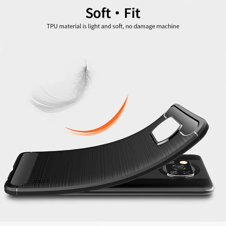 For Xiaomi POCO X3 / X3 NFC MOFI Gentleness Series Brushed Texture Carbon Fiber Soft TPU Case(Grey)