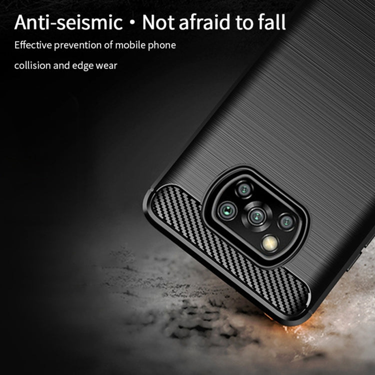 For Xiaomi POCO X3 / X3 NFC MOFI Gentleness Series Brushed Texture Carbon Fiber Soft TPU Case(Grey)