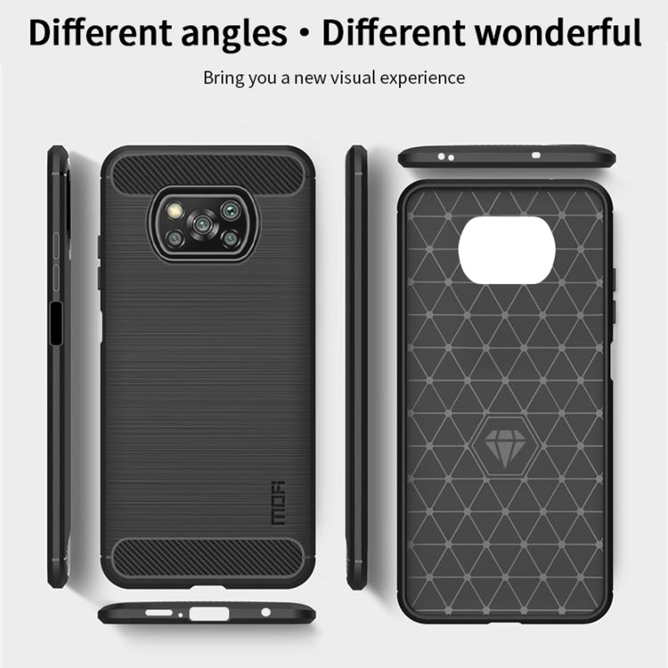 For Xiaomi POCO X3 / X3 NFC MOFI Gentleness Series Brushed Texture Carbon Fiber Soft TPU Case(Grey)