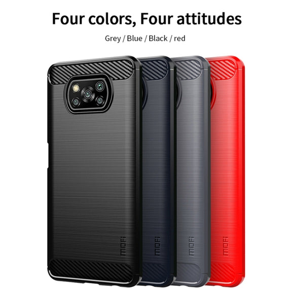 For Xiaomi POCO X3 / X3 NFC MOFI Gentleness Series Brushed Texture Carbon Fiber Soft TPU Case(Grey)
