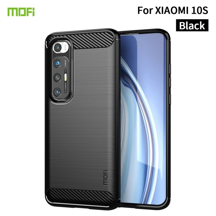 For Xiaomi Mi 10S MOFI Gentleness Series Brushed Texture Carbon Fiber Soft TPU Case(Black)