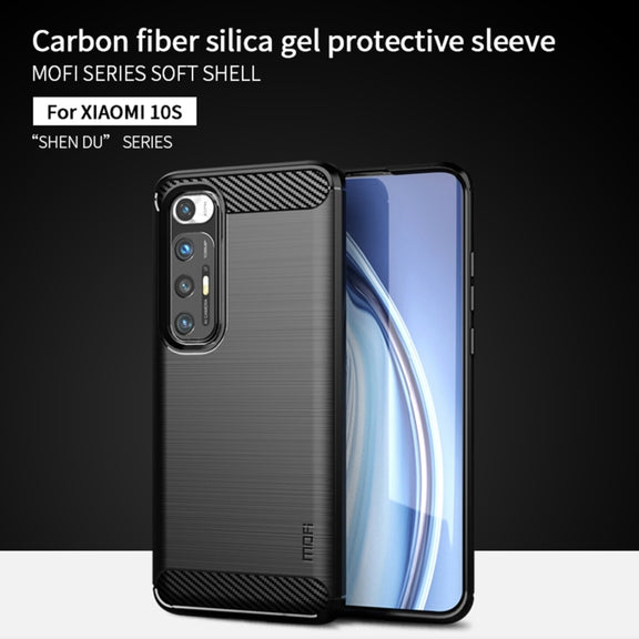 For?Xiaomi Mi 10S MOFI Gentleness Series Brushed Texture Carbon Fiber Soft TPU Case(Grey)