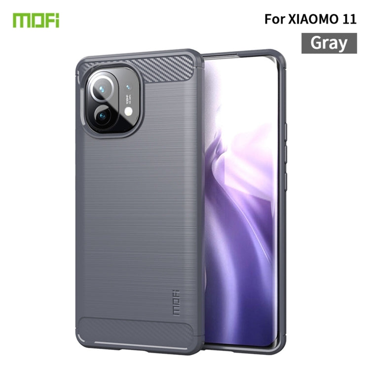 For Xiaomi Mi 11 MOFI Gentleness Series Brushed Texture Carbon Fiber Soft TPU Case(Grey)