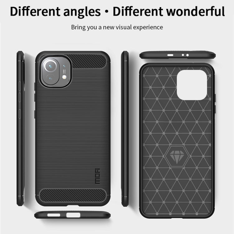 For Xiaomi Mi 11 MOFI Gentleness Series Brushed Texture Carbon Fiber Soft TPU Case(Grey)
