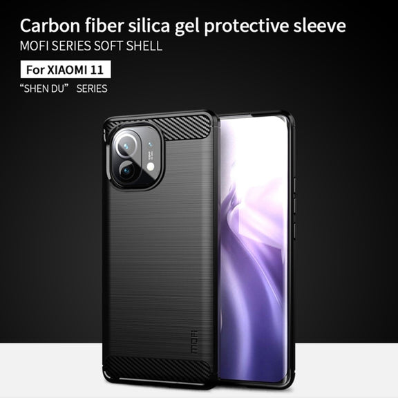 For Xiaomi Mi 11 MOFI Gentleness Series Brushed Texture Carbon Fiber Soft TPU Case(Red)