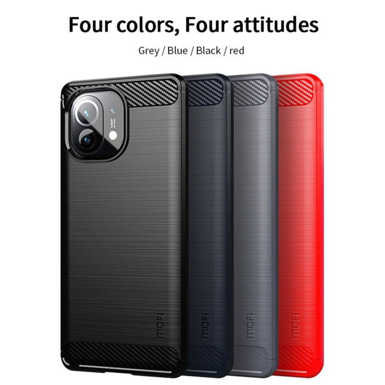 For Xiaomi Mi 11 MOFI Gentleness Series Brushed Texture Carbon Fiber Soft TPU Case(Red)