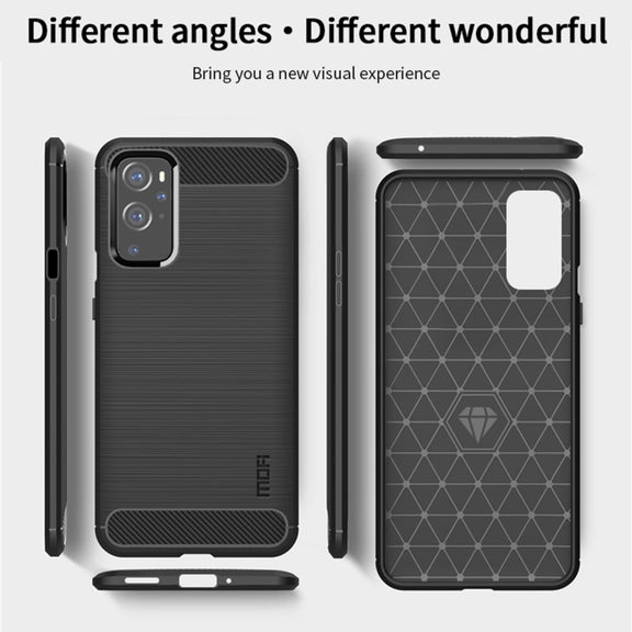 For OnePlus 9 Pro MOFI Gentleness Series Brushed Texture Carbon Fiber Soft TPU Case(Black)
