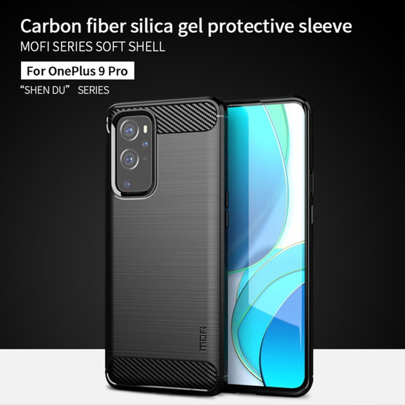 For OnePlus 9 Pro MOFI Gentleness Series Brushed Texture Carbon Fiber Soft TPU Case(Grey)