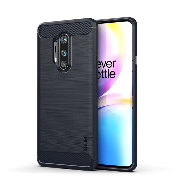 For OnePlus 8 Pro MOFI Gentleness Series Brushed Texture Carbon Fiber Soft TPU Case(Blue)