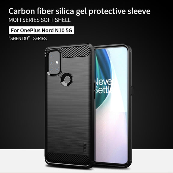 For OnePlus Nord N10 5G MOFI Gentleness Series Brushed Texture Carbon Fiber Soft TPU Case(Grey)