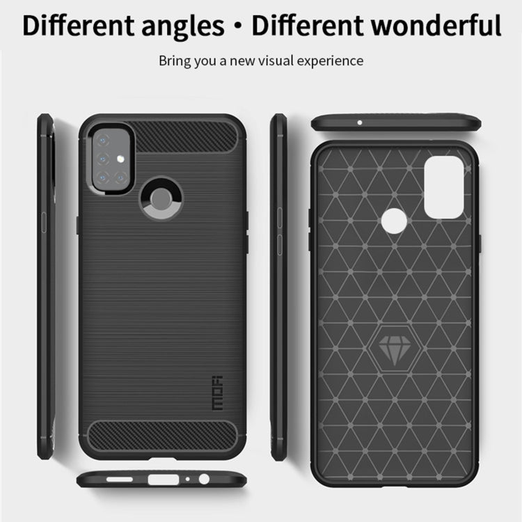 For OnePlus Nord N10 5G MOFI Gentleness Series Brushed Texture Carbon Fiber Soft TPU Case(Grey)