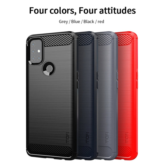 For OnePlus Nord N10 5G MOFI Gentleness Series Brushed Texture Carbon Fiber Soft TPU Case(Grey)
