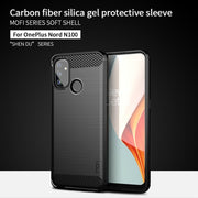 For OnePlus Nord N100 MOFI Gentleness Series Brushed Texture Carbon Fiber Soft TPU Case(Grey)