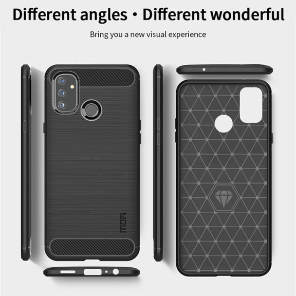 For OnePlus Nord N100 MOFI Gentleness Series Brushed Texture Carbon Fiber Soft TPU Case(Grey)