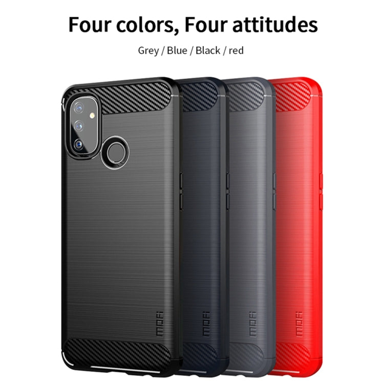 For OnePlus Nord N100 MOFI Gentleness Series Brushed Texture Carbon Fiber Soft TPU Case(Grey)
