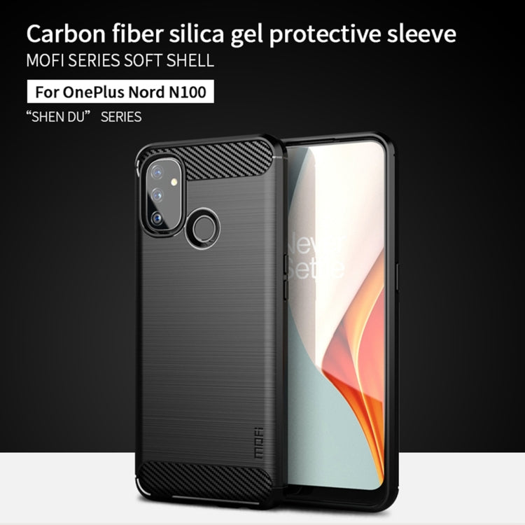 For OnePlus Nord N100 MOFI Gentleness Series Brushed Texture Carbon Fiber Soft TPU Case(Red)