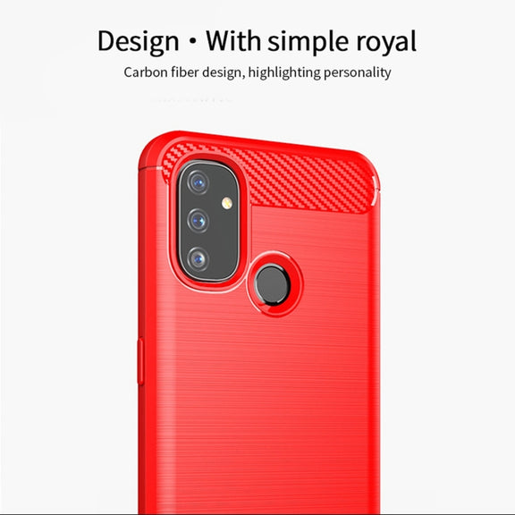For OnePlus Nord N100 MOFI Gentleness Series Brushed Texture Carbon Fiber Soft TPU Case(Red)