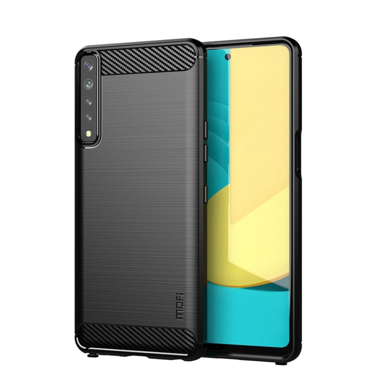 For LG Stylo 7 4G MOFI Gentleness Series Brushed Texture Carbon Fiber Soft TPU Case(Black)