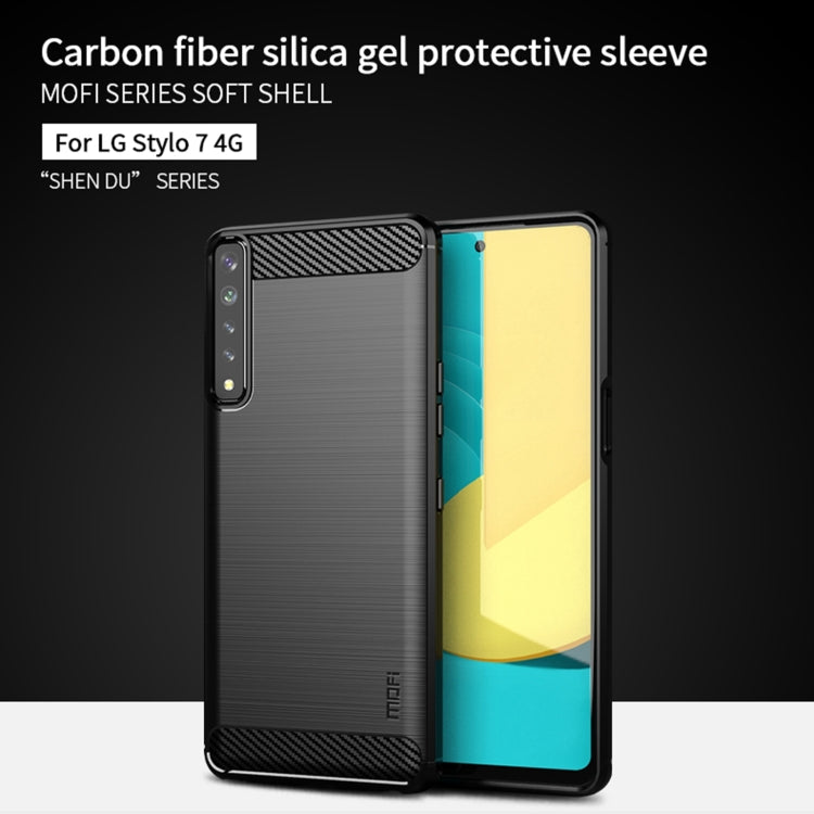 For LG Stylo 7 4G MOFI Gentleness Series Brushed Texture Carbon Fiber Soft TPU Case(Blue)