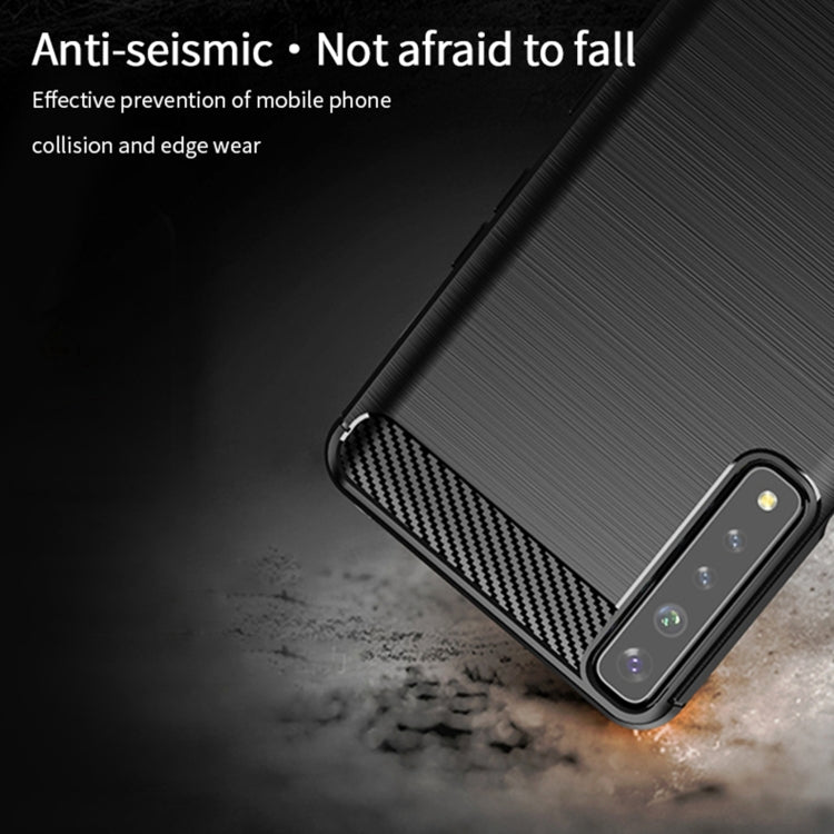 For LG Stylo 7 4G MOFI Gentleness Series Brushed Texture Carbon Fiber Soft TPU Case(Red)