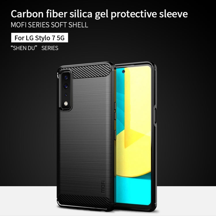 For LG Stylo 7 5G MOFI Gentleness Series Brushed Texture Carbon Fiber Soft TPU Case(Grey)